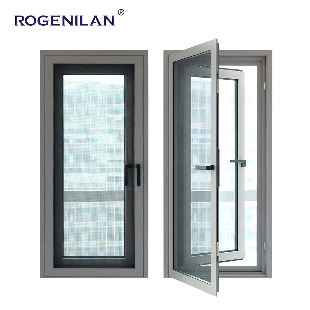 Rogenilan American Aluminum Hurricane windows Casement with Mosquito Net Tilt and Turn Triple Glass Window