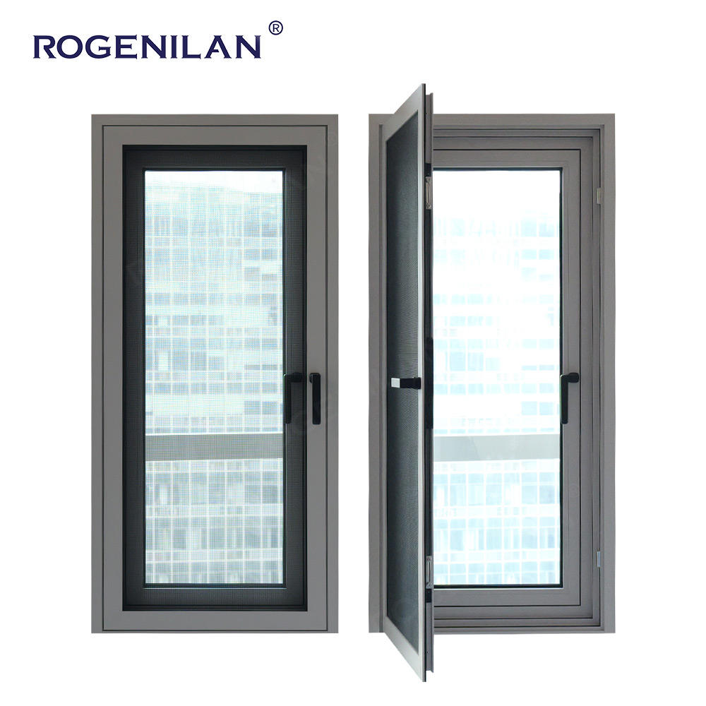 Rogenilan American Aluminum Hurricane windows Casement with Mosquito Net Tilt and Turn Triple Glass Window